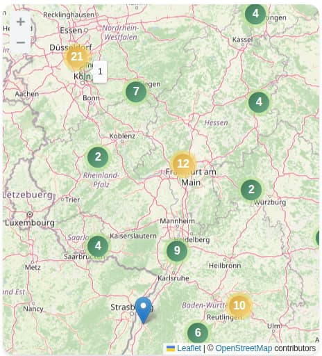 interactive map with agency pins