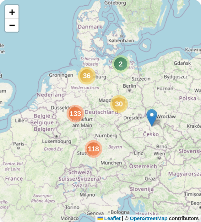 interactive map with agency pins